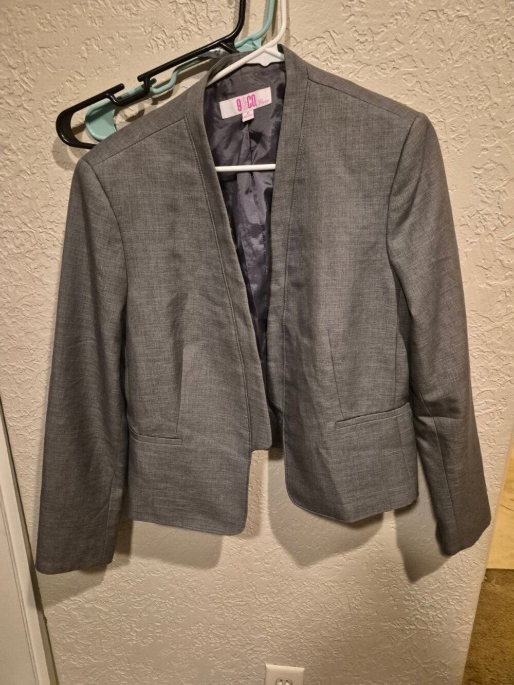 9 & Co Open Front Blazer Womens 16 Gray Suit Separates Lined